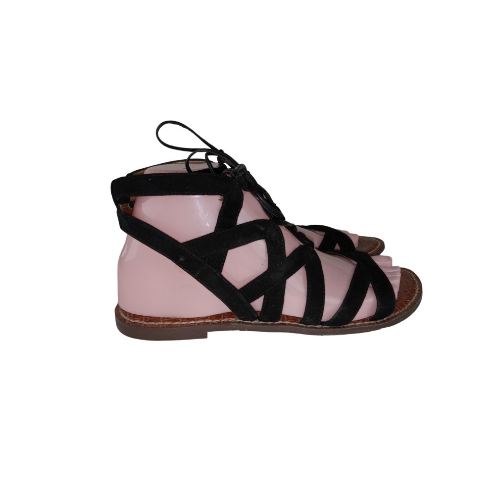 Sam Edelman Womens Gemma Gladiator Sandals Black Ankle Strap Flat Heel sz 7